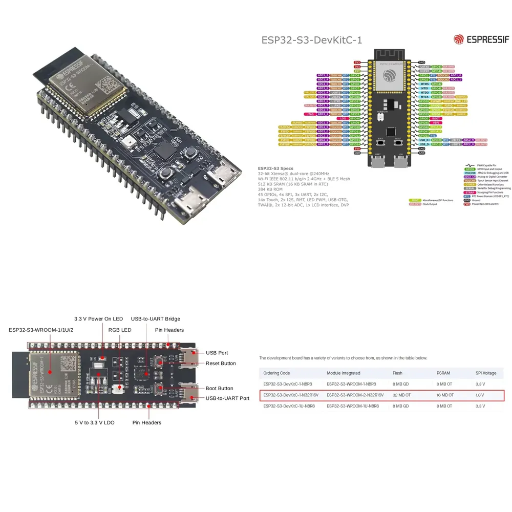 Esp32 S3 - Espressif ESP32-S3-DevKitC-1 Development Board, featuring the