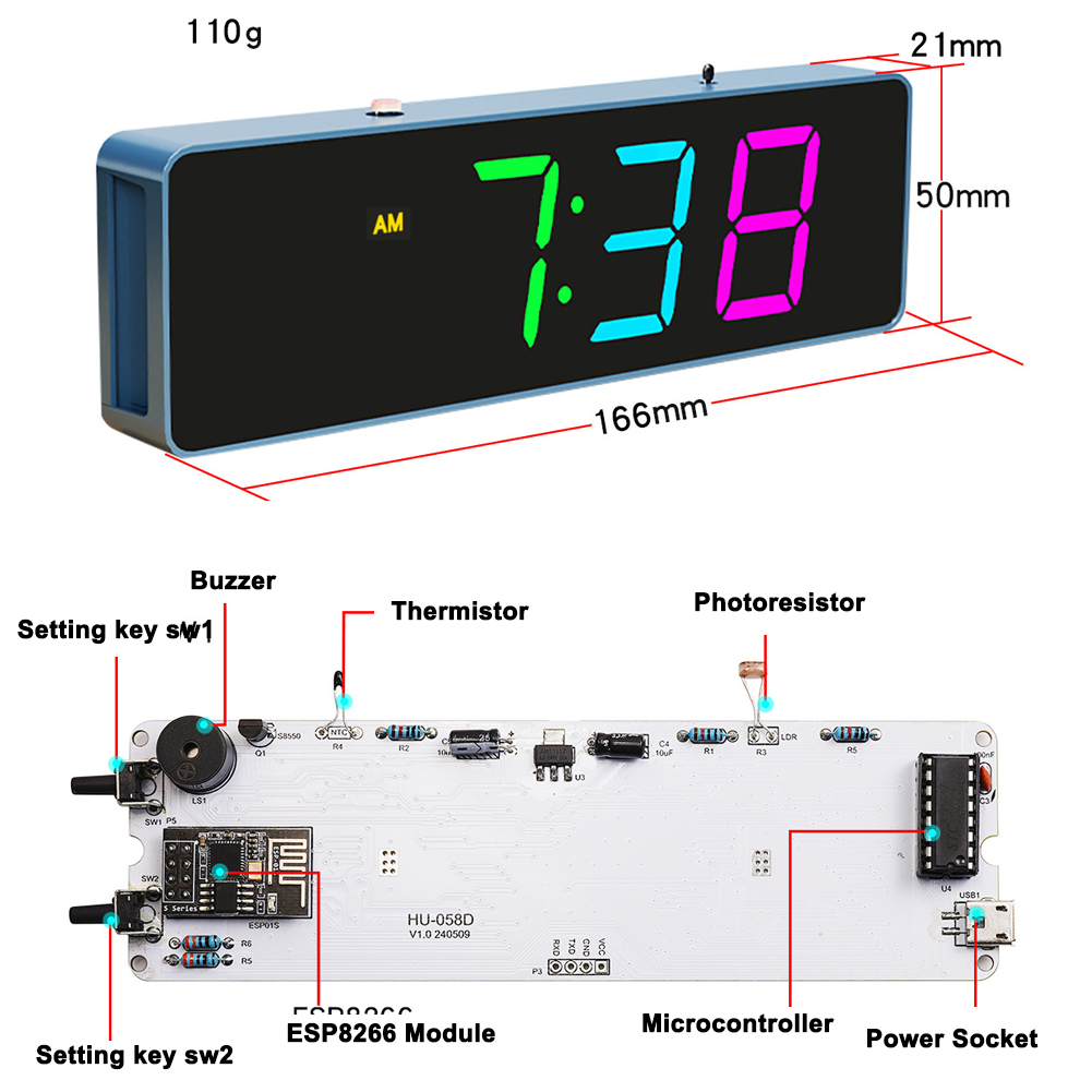 ESP8266 IoT Colorful WiFi Cloc - Esp8266 评论和价格