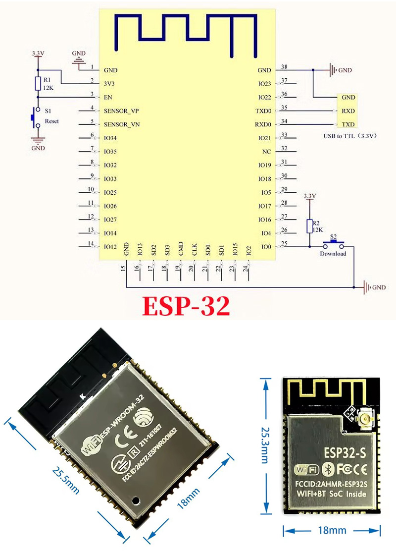 ESP32 ESP-32S ESP-12E ESP-12F  - Esp32 Wifi Bluetooth Module 评论和价格